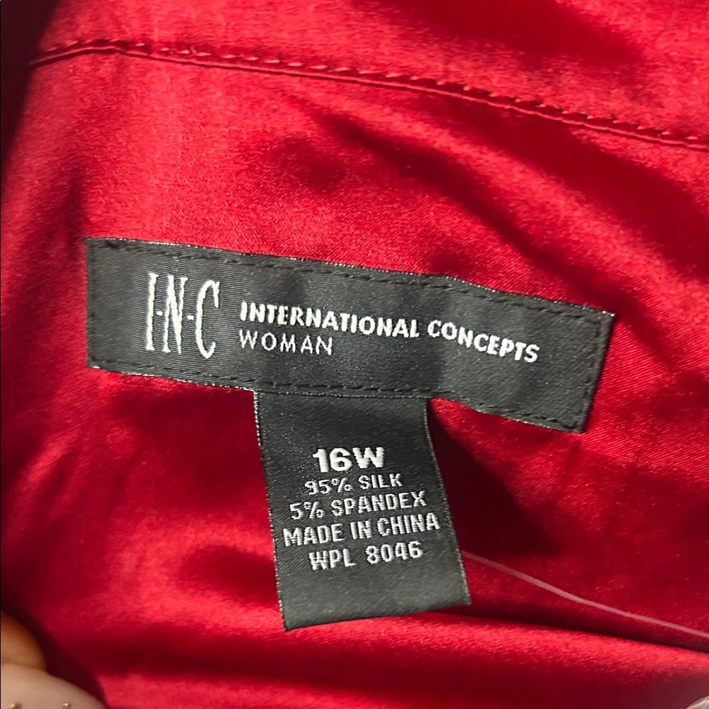 INC International Concepts Rich Red Silk Blend Top - Picture 2 of 5